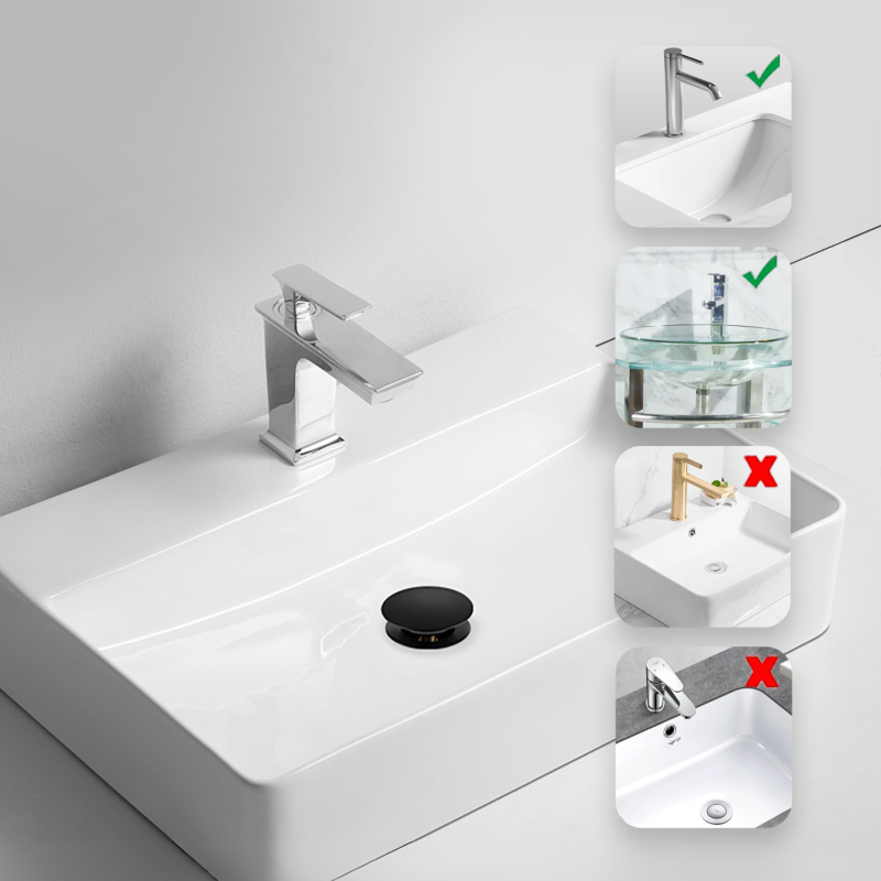 Korek umywalkowy mosiężny Klik Klak C bez przelewu Czarny