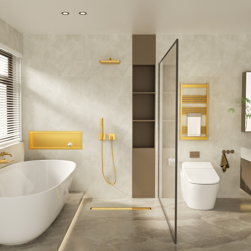 Duplex Next 2w1 Odpływ liniowy 70 cm dwustronny lustrzane złoto