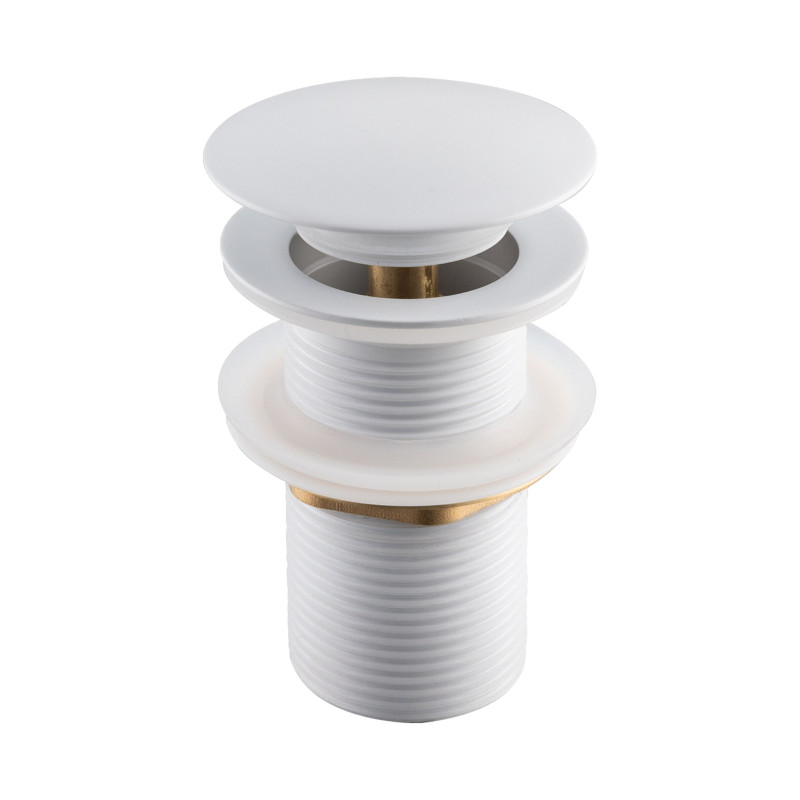 Korek umywalkowy mosiężny Klik Klak model A bez przelewu Biały