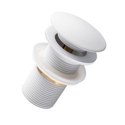 Korek umywalkowy mosiężny Klik Klak model A bez przelewu Biały