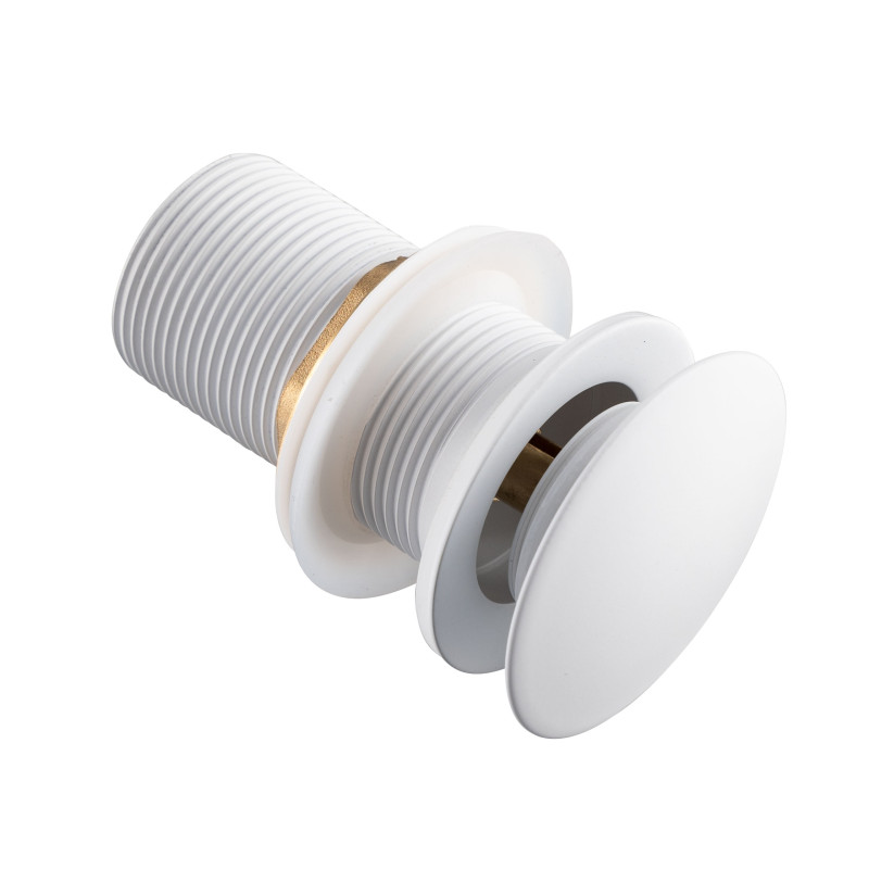 Korek umywalkowy mosiężny Klik Klak model A bez przelewu Biały