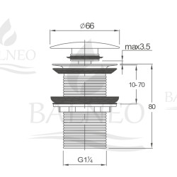 Korek umywalkowy mosiężny Klik Klak model A bez przelewu Biały