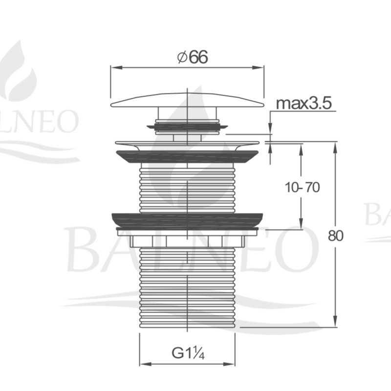 Korek umywalkowy mosiężny Klik Klak model A bez przelewu Biały