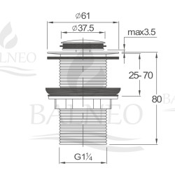 Korek umywalkowy mosiężny Klik Klak model B bez przelewu Biały