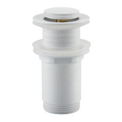 Korek umywalkowy mosiężny Klik Klak model E bez przelewu Biały