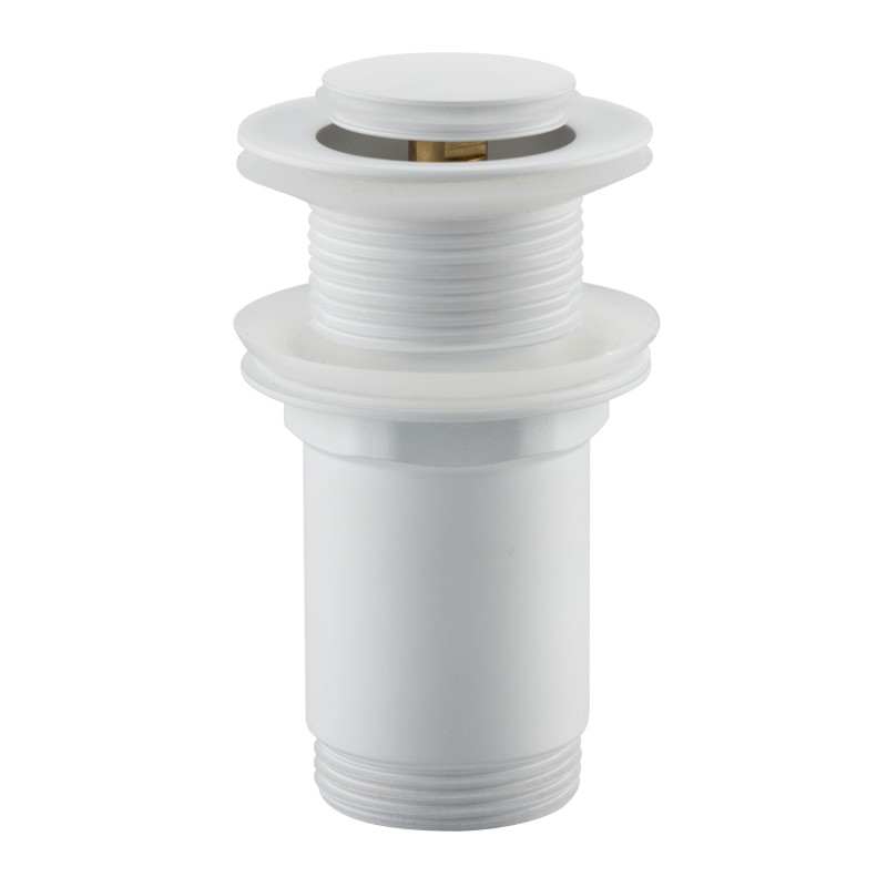 Korek umywalkowy mosiężny Klik Klak model E bez przelewu Biały