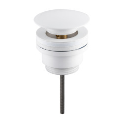 Korek umywalkowy mosiężny Klik Klak model D uniwersalny Biały