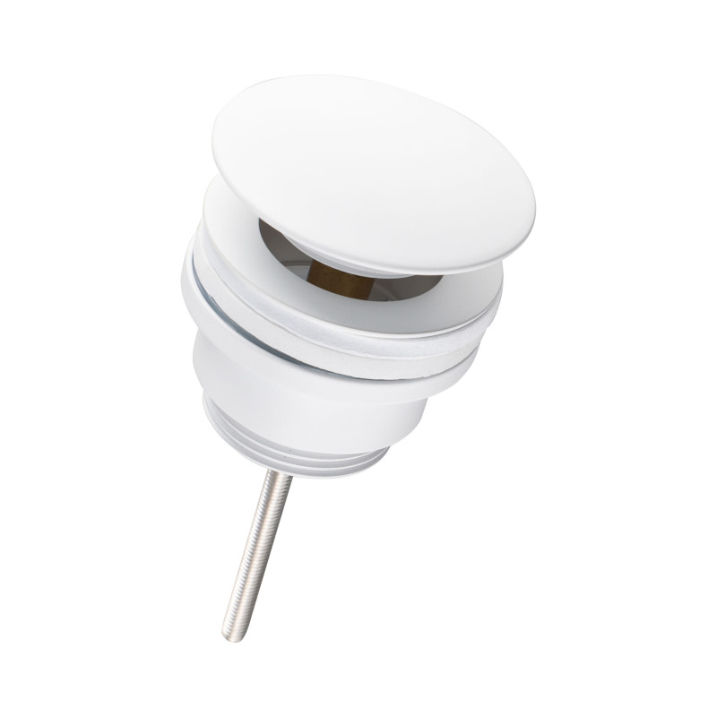 Korek umywalkowy mosiężny Klik Klak model D uniwersalny Biały