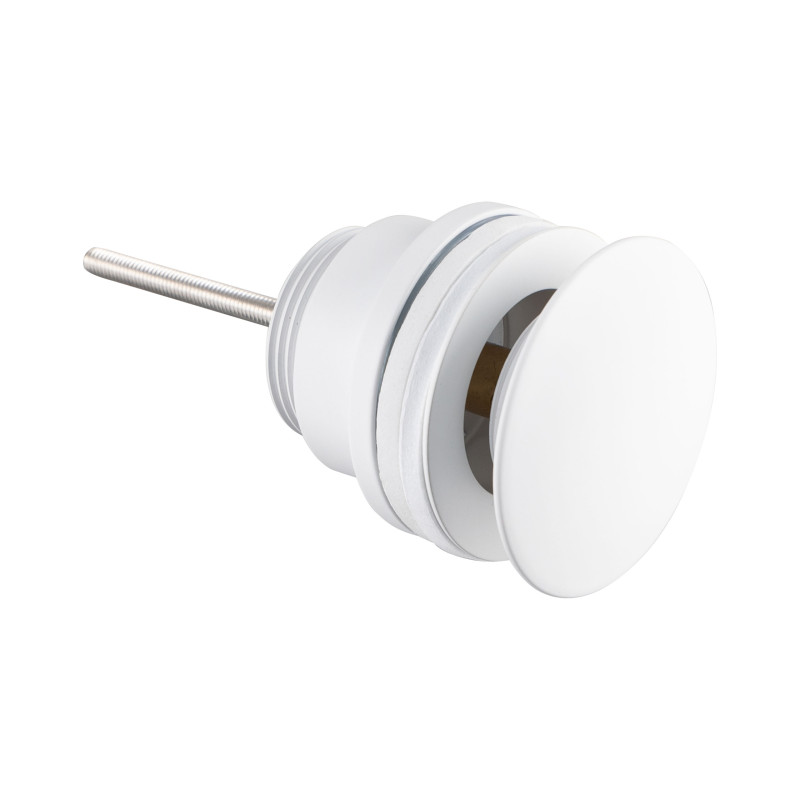 Korek umywalkowy mosiężny Klik Klak model D uniwersalny Biały