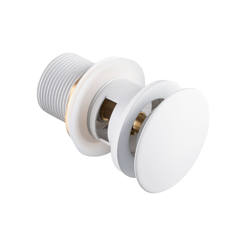 Korek umywalkowy mosiężny Klik Klak model A z przelewem Biały