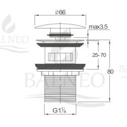 Korek umywalkowy mosiężny Klik Klak model A z przelewem Biały