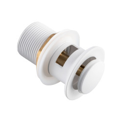 Korek umywalkowy mosiężny Klik Klak model B z przelewem Biały