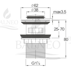Korek umywalkowy mosiężny Klik Klak model B z przelewem Biały