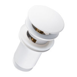 Korek umywalkowy mosiężny Klik Klak model C z przelewem Biały