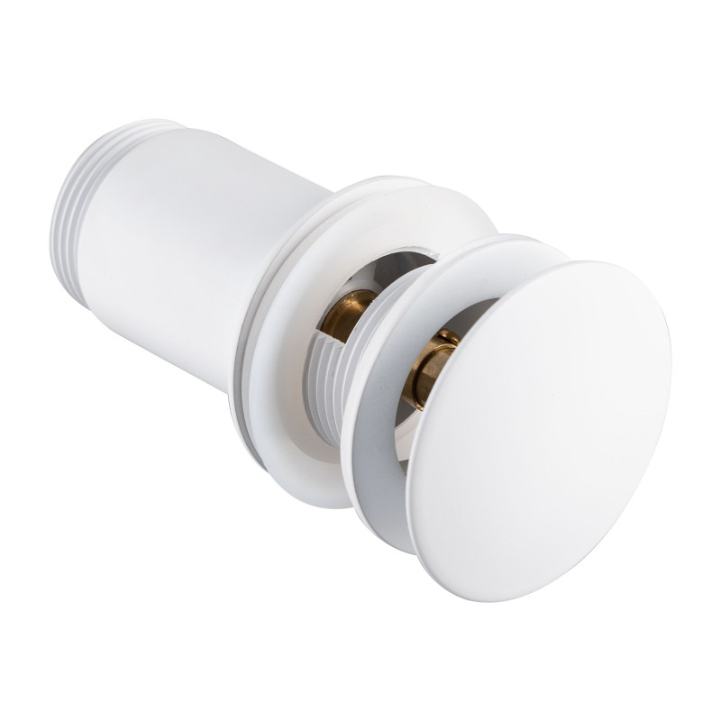 Korek umywalkowy mosiężny Klik Klak model C z przelewem Biały