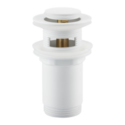 Korek umywalkowy mosiężny Klik Klak model E z przelewem Biały