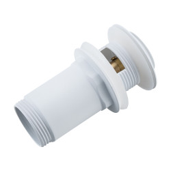 Korek umywalkowy mosiężny Klik Klak model E z przelewem Biały