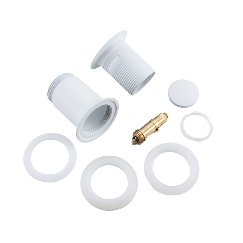 Korek umywalkowy mosiężny Klik Klak model E z przelewem Biały