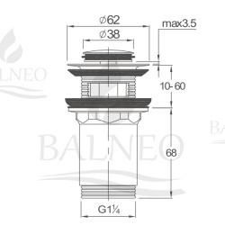 Korek umywalkowy mosiężny Klik Klak model E z przelewem Biały
