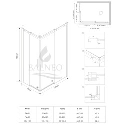 Kabina prysznicowa rozsuwana Rio - ZŁOTY 80x100 cm