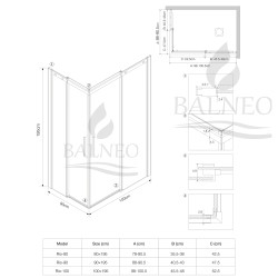 Kabina prysznicowa rozsuwana Rio - CHROM 90x100 cm