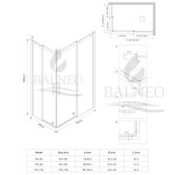 Kabina prysznicowa rozsuwana Rio - BLACK 80x100 cm