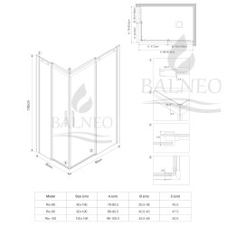 Kabina prysznicowa rozsuwana Rio - BLACK 80x90 cm