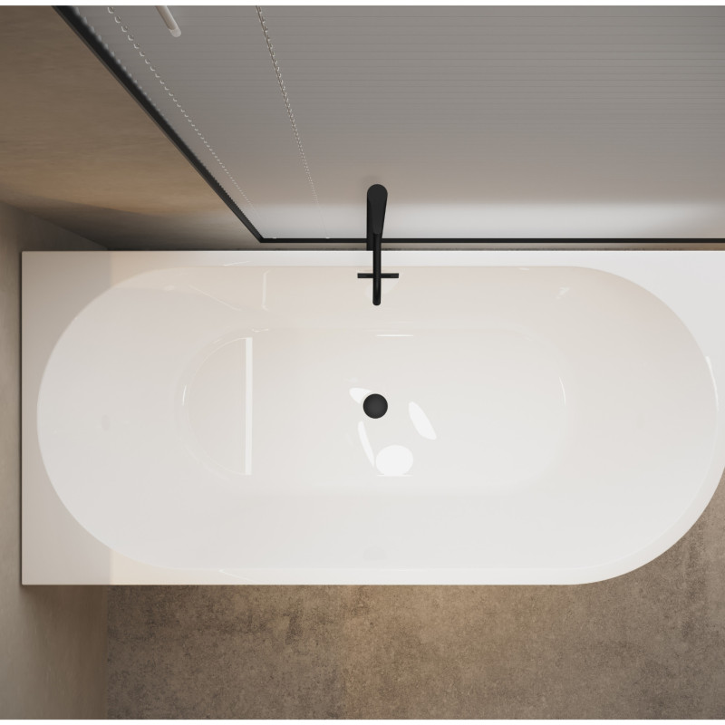 Wanna wolnostojąca narożna lewa AVOLA z pokrywką BLACK - 160 x 80 cm