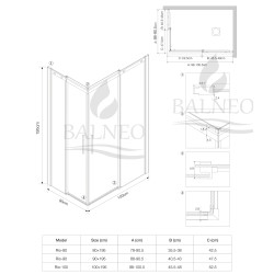 Kabina prysznicowa rozsuwana Rio - BLACK 90x100 cm