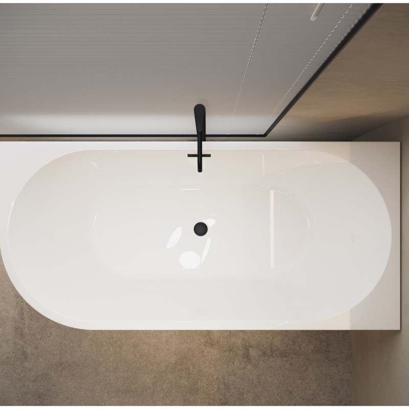 Wanna wolnostojąca narożna prawa AVOLA z pokrywką BLACK - 170 x 80 cm