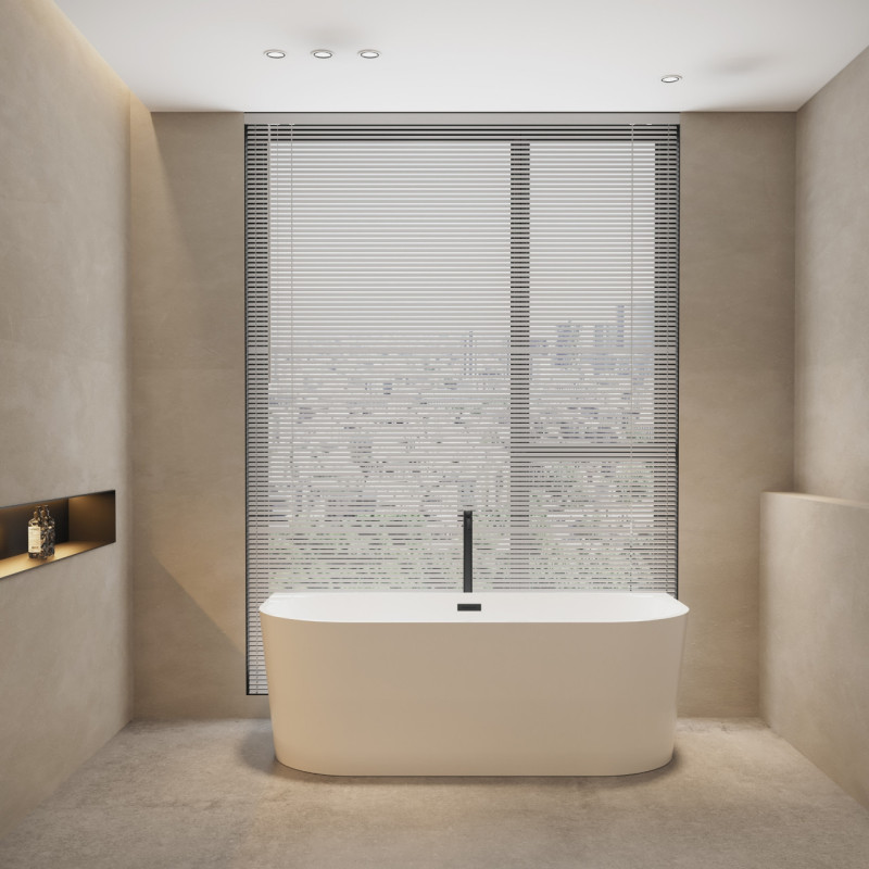 Wanna wolnostojąca przyścienna VIVA z pokrywką BLACK - 160 x 75 cm