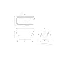Wanna wolnostojąca ROMA z pokrywką BLACK - 170 x 80 cm