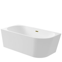 Wanna wolnostojąca narożna lewa AVOLA z pokrywką MIRROR GOLD - 160 x 80 cm