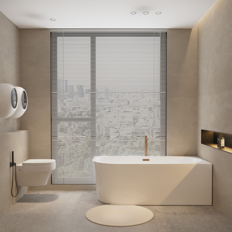 Wanna wolnostojąca narożna prawa AVOLA z pokrywką COPPER - 170 x 80 cm