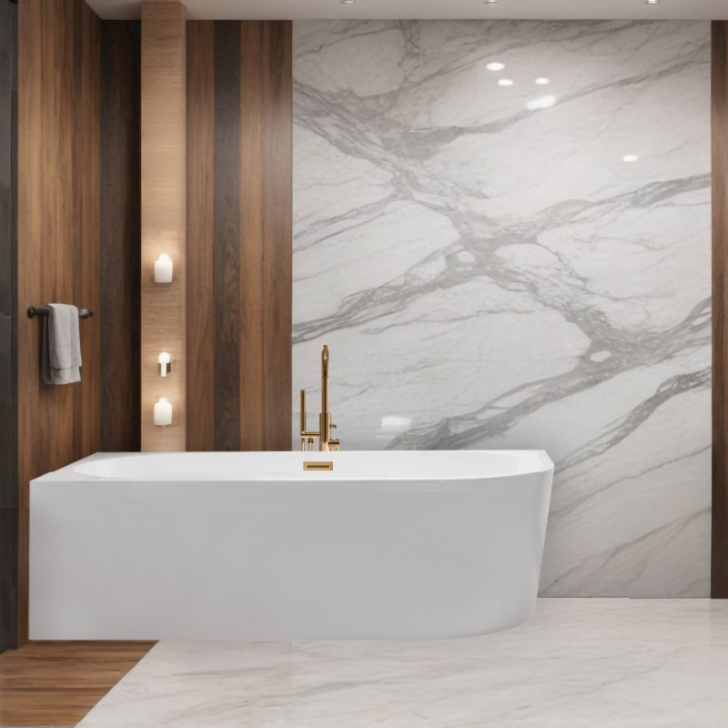 Wanna wolnostojąca narożna lewa AVOLA z pokrywką COPPER - 160 x 80 cm