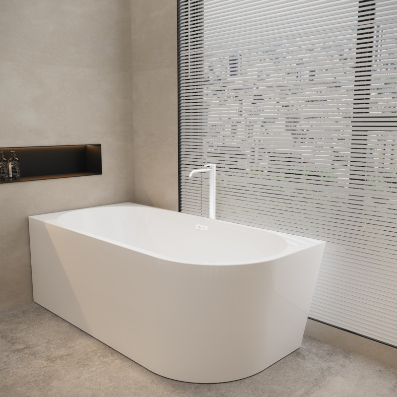 Wanna wolnostojąca narożna lewa AVOLA z pokrywką WHITE - 160 x 80 cm