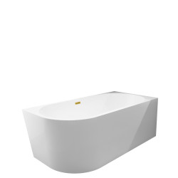 Wanna wolnostojąca narożna prawa AVOLA z pokrywką MIRROR GOLD - 160 x 80 cm