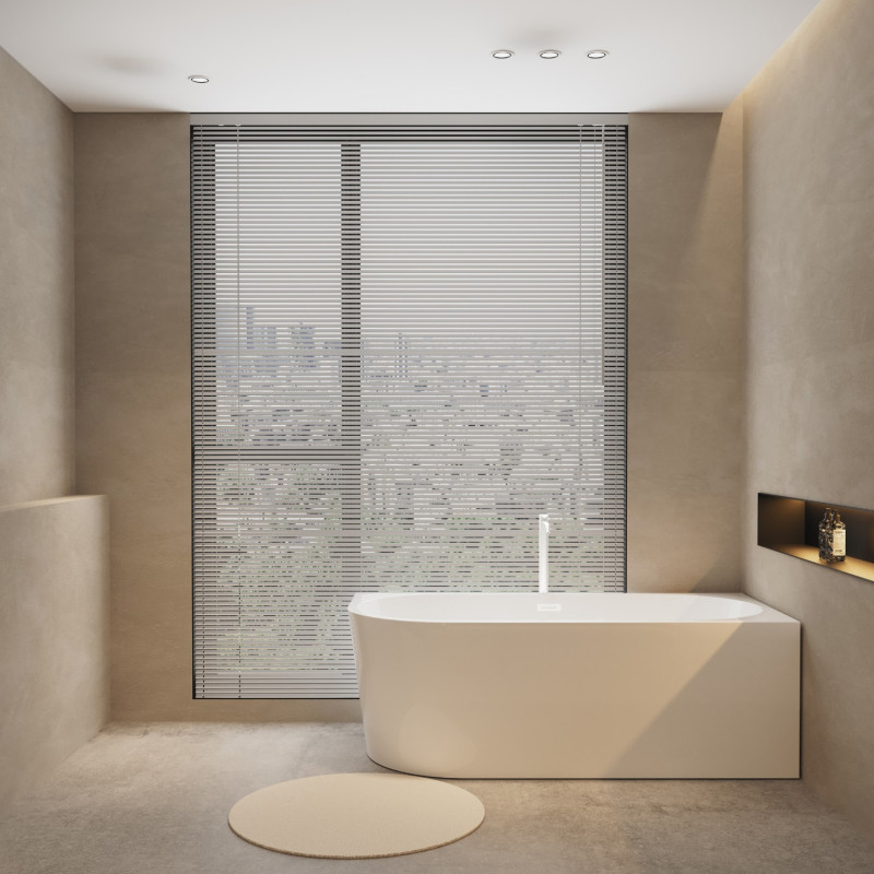 Wanna wolnostojąca narożna prawa AVOLA z pokrywką WHITE - 160 x 80 cm