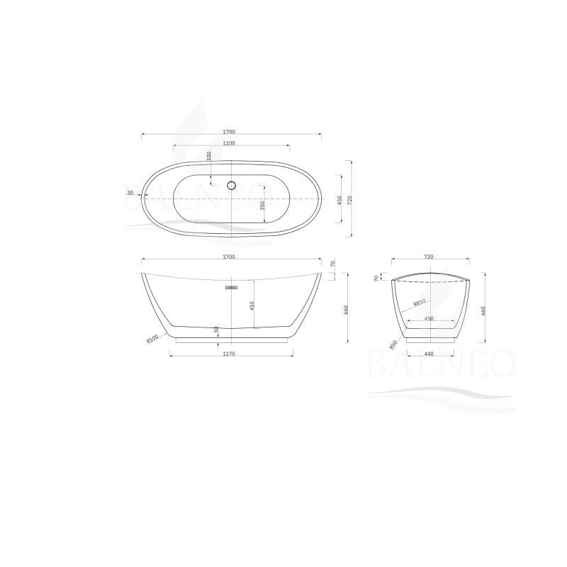 Wanna wolnostojąca PARMA z pokrywką MIRROR GOLD - 170 x 72 cm