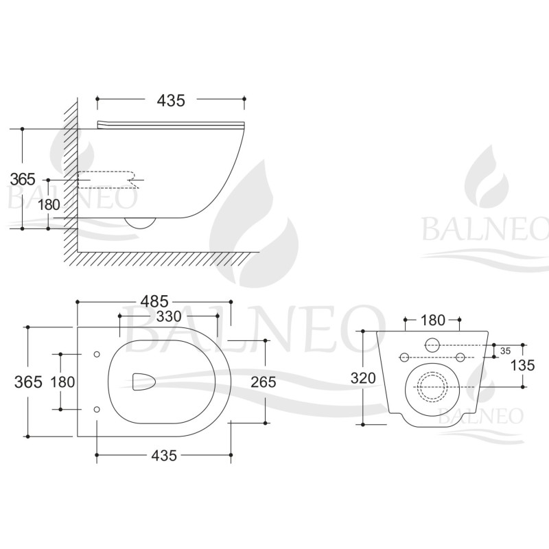 Miska podwieszana LUNA WC biała tornado