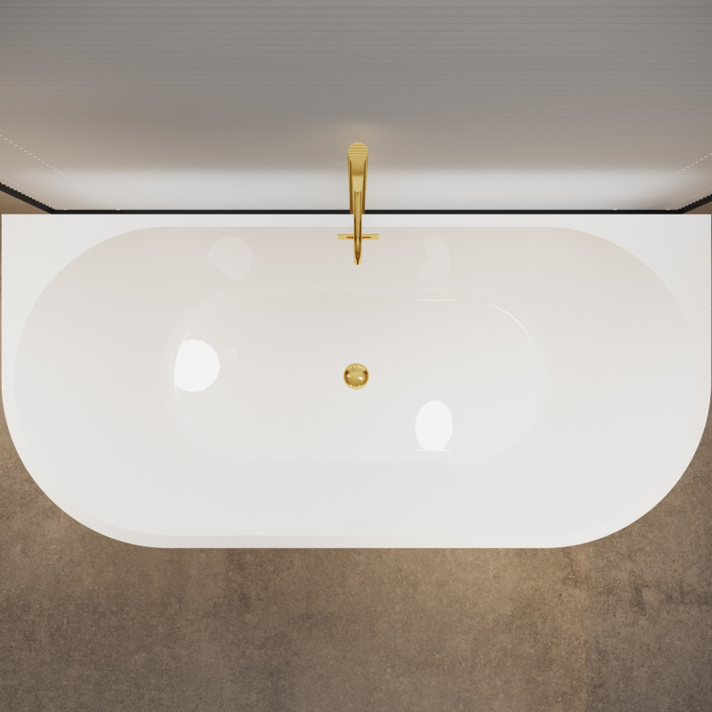 Wanna wolnostojąca przyścienna VIVA z pokrywką MIRROR GOLD - 170 x 80 cm