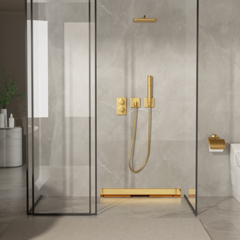 W-Drain NEXT 2w1 Odpływ liniowy ścienny 70 cm dwustronny złoty