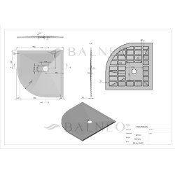 Brodzik kompozytowy półokrągły "seria FQ" Jasnoszary 90x90x2,5cm