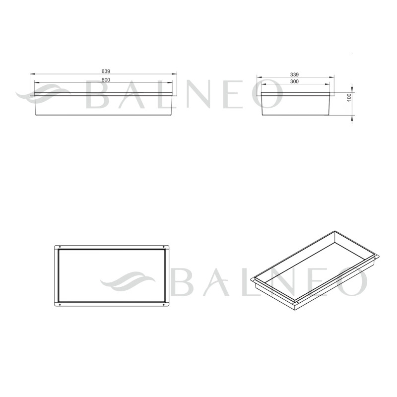 WALL-BOX NO RIM - Półka wnękowa bezramkowa COPPER 60x30x10 cm