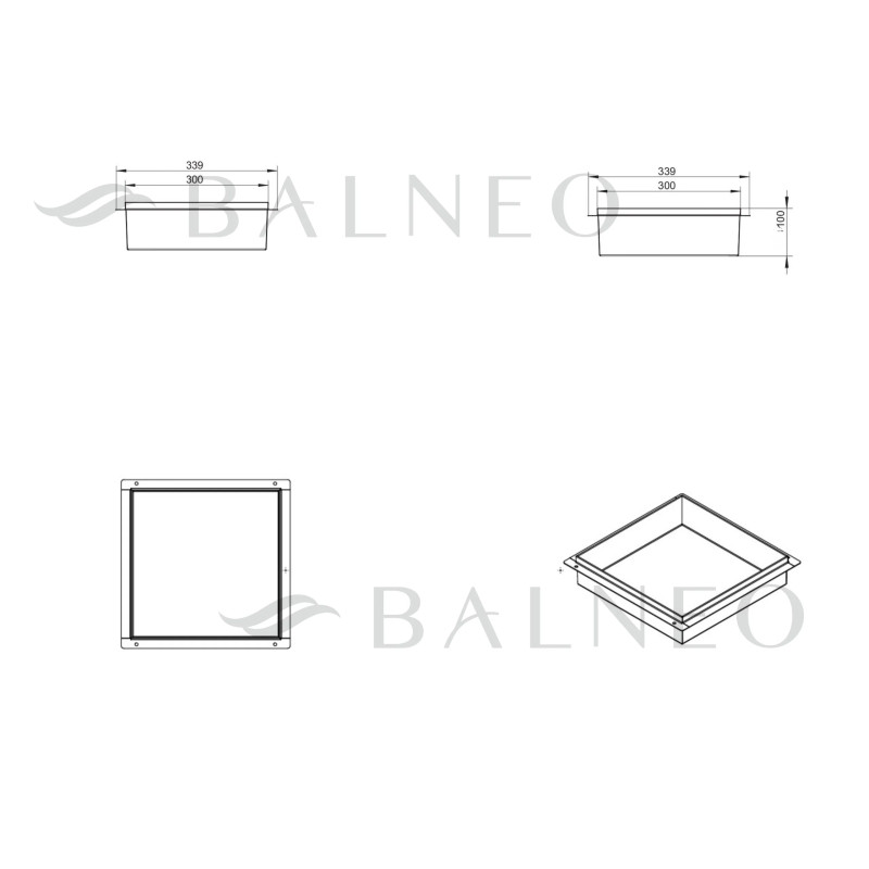 WALL-BOX NO RIM - Półka wnękowa bezramkowa GOLD 30x30x10 cm