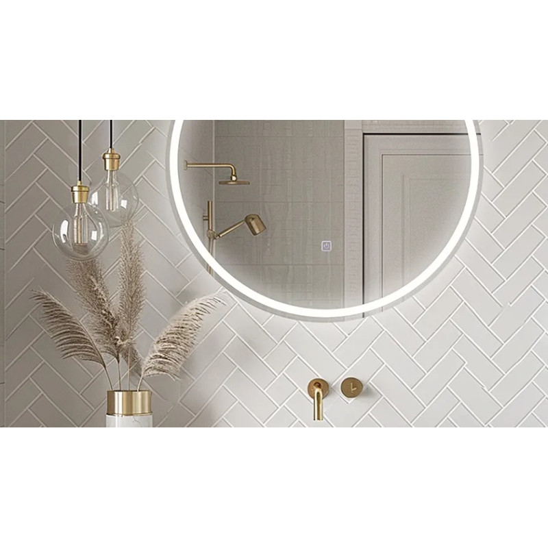 Lustro podświetlane SUN 80 cm- Antypara, Ściemnianie, Zmiana barwy