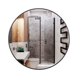 Lustro niepodświetlane okrągłe CORINA BLACK 100 cm, rama aluminiowa