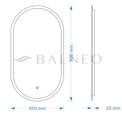 Lustro podświetlane ELISA 50x90 cm- Antypara, Ściemnianie, Zmiana barwy