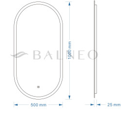 Lustro podświetlane ELISA 50x100 cm- Antypara, Ściemnianie, Zmiana barwy
