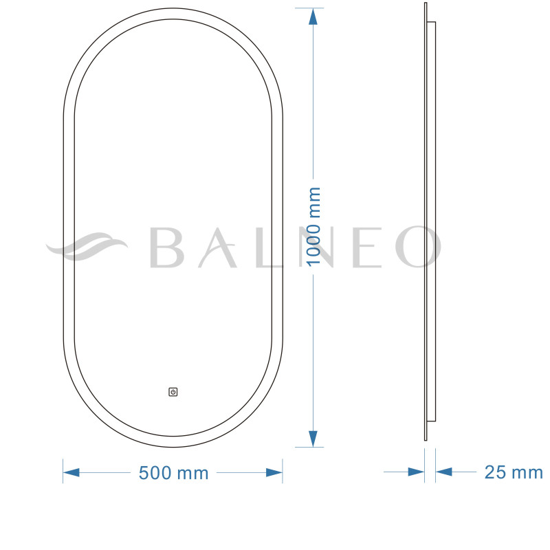 Lustro podświetlane ELISA 50x100 cm- Antypara, Ściemnianie, Zmiana barwy
